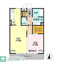 カラーズ ガーデン 3階1LDKの間取り