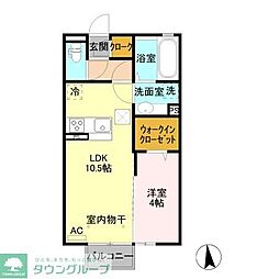 クレール・シェル 1階1LDKの間取り