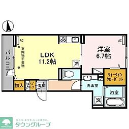 フェリーチェTAKASAKI 3階1LDKの間取り