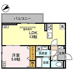 フェリーチェ　MAEBASHI 1階1LDKの間取り
