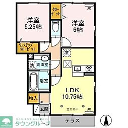 メゾン・ド・ミッシェル 1階2LDKの間取り