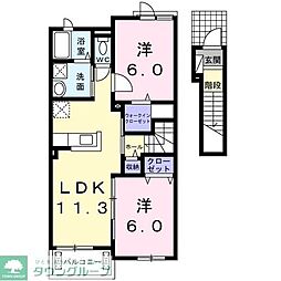 フロイデ　I 2階2LDKの間取り