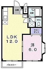 プラザタジマ 2階1LDKの間取り