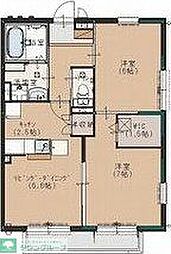 ヴィルヌーブ・パルC棟 2階2LDKの間取り