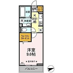 アーバンブリッジ 2階1Kの間取り