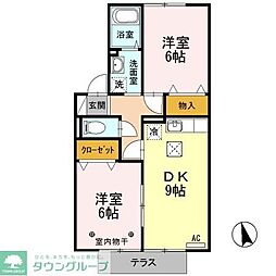 Ｃｏｓｍｏｓ　II 1階2DKの間取り