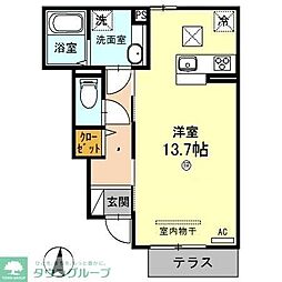 フレシール 1階ワンルームの間取り