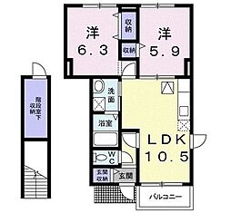 パイン　ヴィレッジＡ 1階2LDKの間取り
