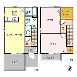 エル古城I/II/III 2階2LDKの間取り