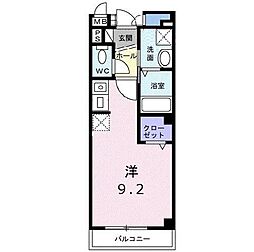 グロウステイト　Ｅ 3階ワンルームの間取り