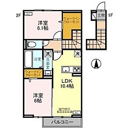 グランファミーユ 2階2LDKの間取り