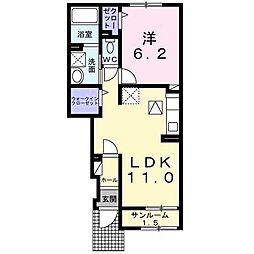 エタニティ・Ｅ 1階1LDKの間取り