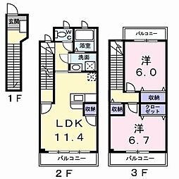 ノースチェスナット 2階2LDKの間取り