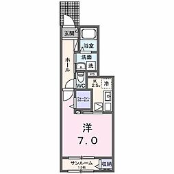 ハミルトン・Ａ 1階1Kの間取り