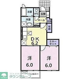 フィオーレS 2DKの間取図画像