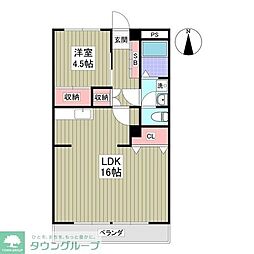 パークサイド篠崎 1Kの間取図画像