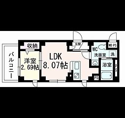 ラシーネ錦町 1LDKの間取図画像