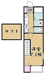 イーストポート2 1Kの間取図画像