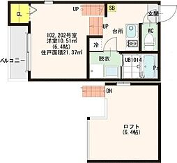 イースト・スクエア 1Kの間取図画像