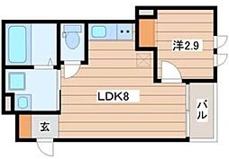プルミエールJINNO 1LDKの間取図画像