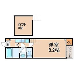クレアフォーチュン清水沼 1Kの間取図画像