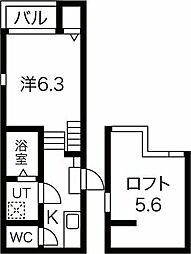 ハーモニーテラス福田町2 1Kの間取図画像