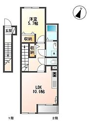 ボヌール 1LDKの間取図画像