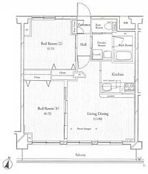 フィットエル仙台一番町 14階2LDKの間取り