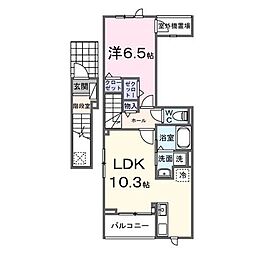 サンパティークG棟 1LDKの間取図画像
