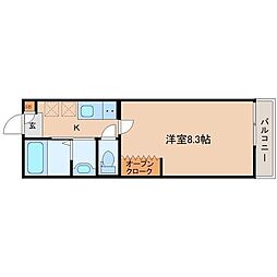 ポミエ・KoKo中倉 1Kの間取図画像