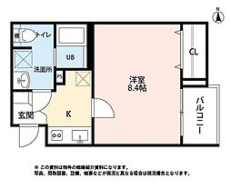 エルソルあすと長町 3階1Kの間取り