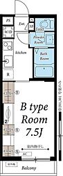 マリウスヒル仙台1 1階1Kの間取り