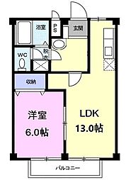 シティハイツYAMAKI 1LDKの間取図画像