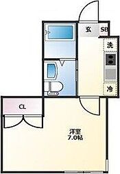 ADIOS平成2 1Kの間取図画像