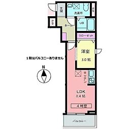 メリディアン川平 壱番館 1LDKの間取図画像