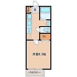 ソレイユパルクX番館 1Kの間取図画像