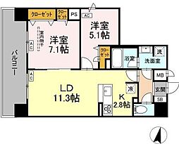 BULL house 8階2LDKの間取り