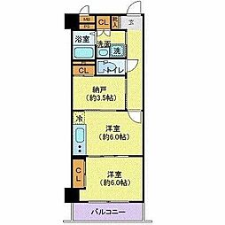 カスタリア一番町イースト 1SDKの間取図画像