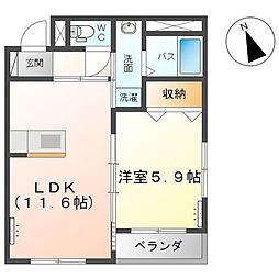 シャインパレス 1LDKの間取図画像