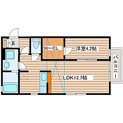 シュラーフ・エス 1LDKの間取図画像
