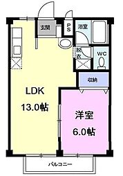 シティハイツYAMAKI 1LDKの間取図画像