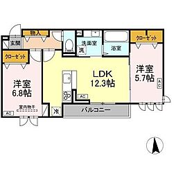 トゥインクルDays 2LDKの間取図画像