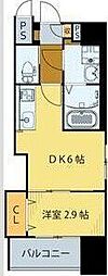 シェルグランデ原町 1DKの間取図画像