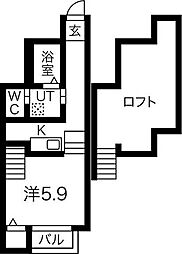 LibraCourt南小泉 1Kの間取図画像