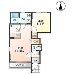リバティコートH&M2 1LDKの間取図画像
