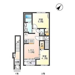 ユリシス 2LDKの間取図画像