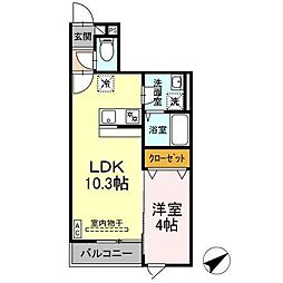 (仮称)東郡山2丁目集合住宅 1LDKの間取図画像