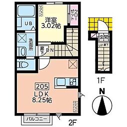 Ｂｅｒｉｌｌｏ（ベリーロ） 2階1LDKの間取り