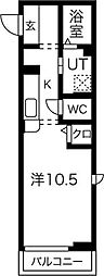 アズクレスト ワンルームの間取図画像
