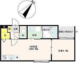 ハーモニーテラス宮千代VI 1LDKの間取図画像